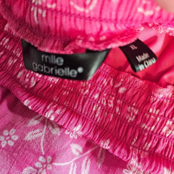 Y2K Mile Gabriella Peasant Skirt Womens Size XL Pink Floral Pink Boho Ruffles - Picture 9 of 10